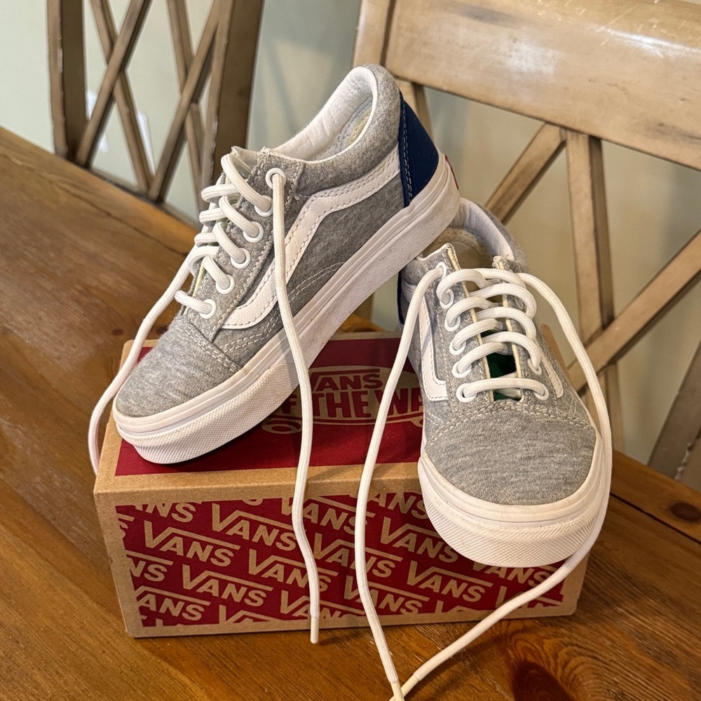 Kids Vans Old Skool -Gray & Blue Casual Sneakers Sz 13 - Picture 3 of 6